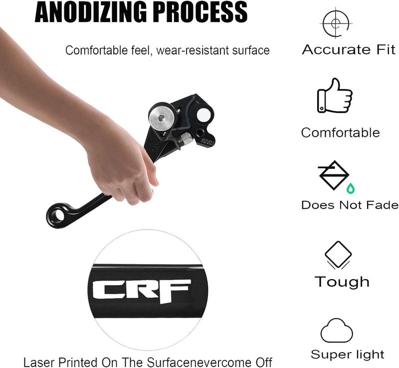 Adsspro Motorcycle Billet Foldable Brake Clutch Lever Handle CNC Aluminum Pivot for CRF125F CRF125 F CRF 125 F 2014-2022 2014 2015 2016 2017 2019 2019 2020 2021 2022 Dirt Pit Bike（Black） - Image 4